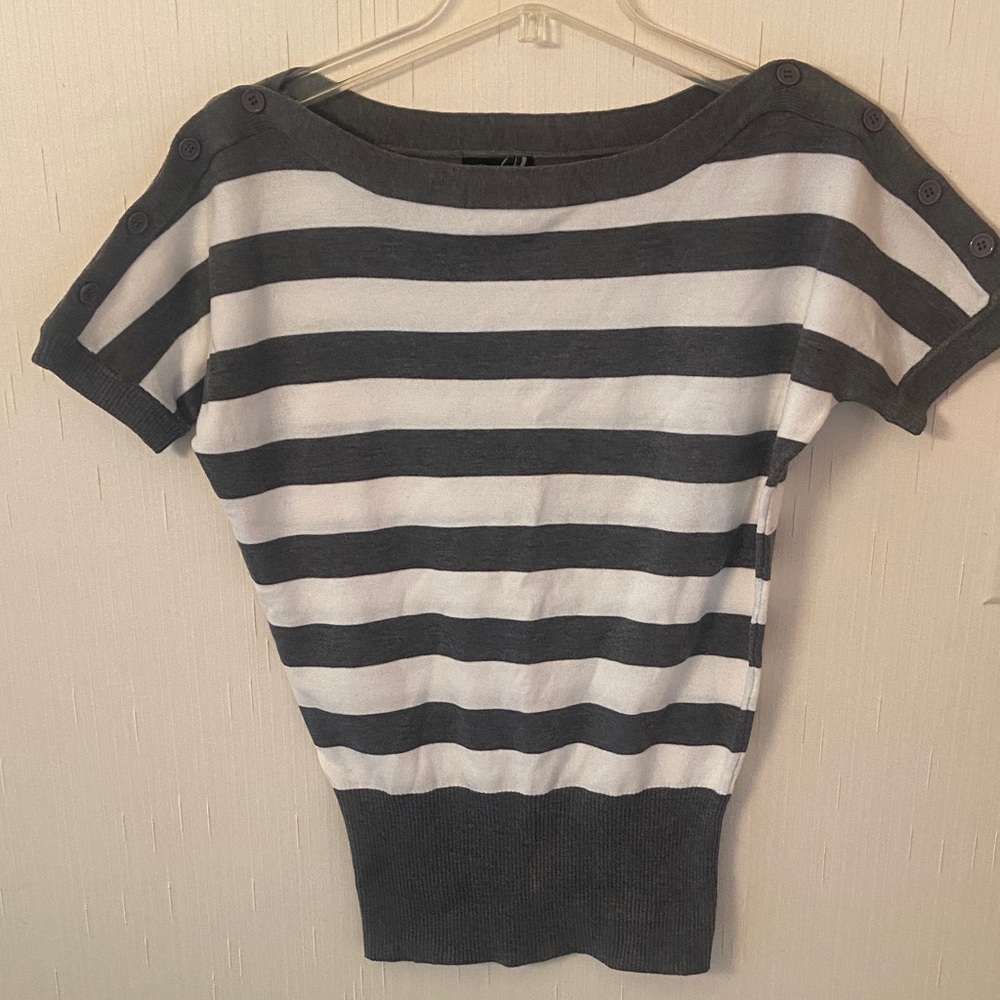 Striped Gray and White Women's Sweater
